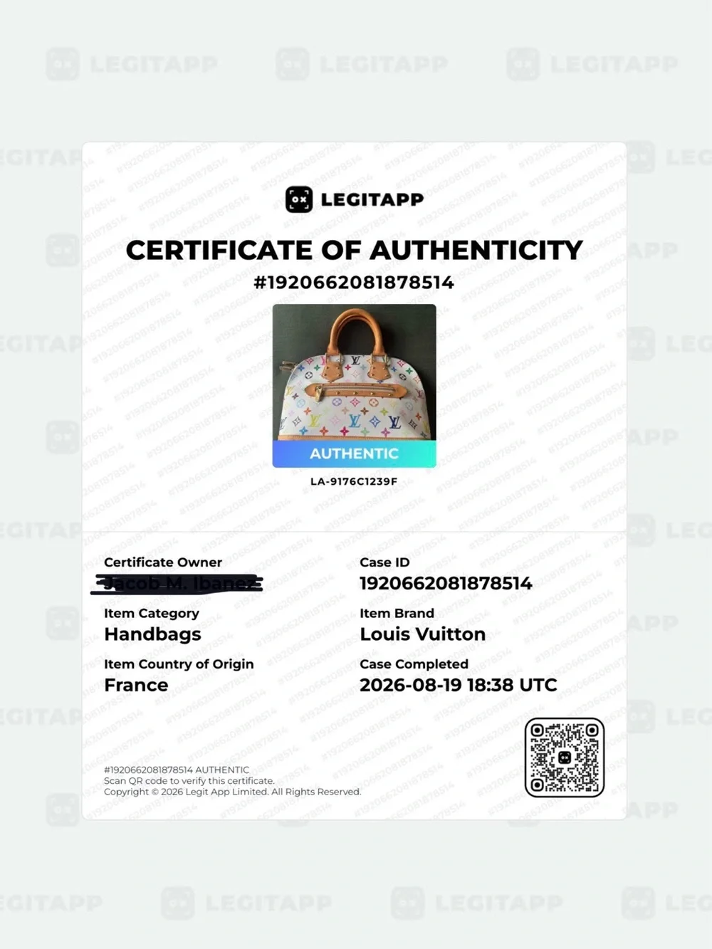Authentic Louis Vuitton - Takashi Murakami - Multicolor Monogram Alma Handbag